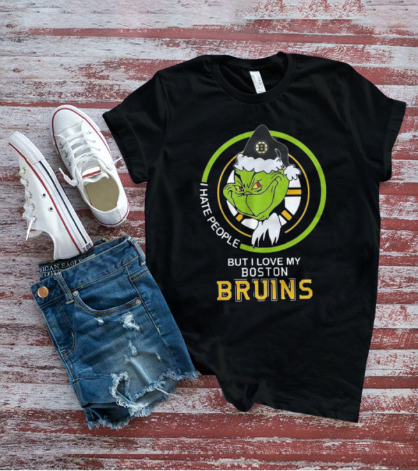 Grinch I Hate People But I Love My Boston Bruins NHL Team Spirit T-Shirt