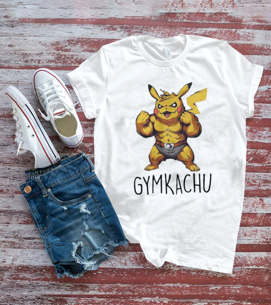 Pikachu Gymkachu Bodybuilder Fitness Pokémon T-Shirt