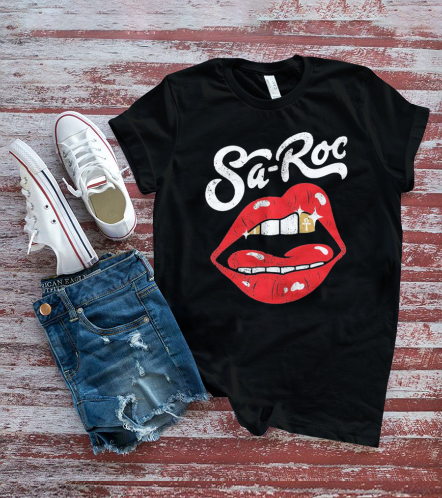 Sa-Roc Red Lips With Ankh Tooth T-Shirt