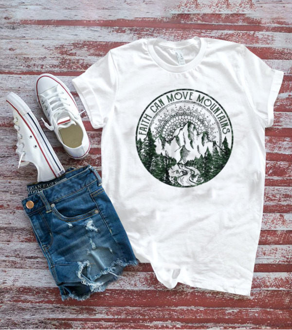 Faith Can Move Mountains Mandala Forest Scene T-Shirt
