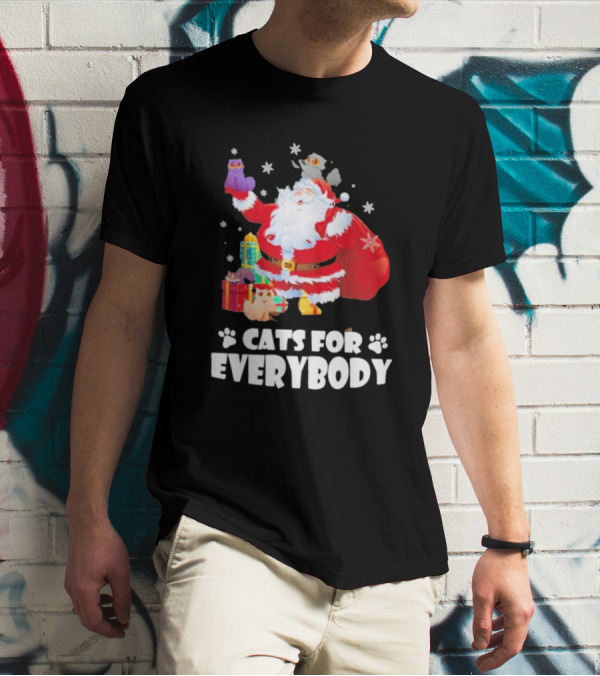 Santa Claus With Gift Cats For Everybody Fun Christmas T-Shirt