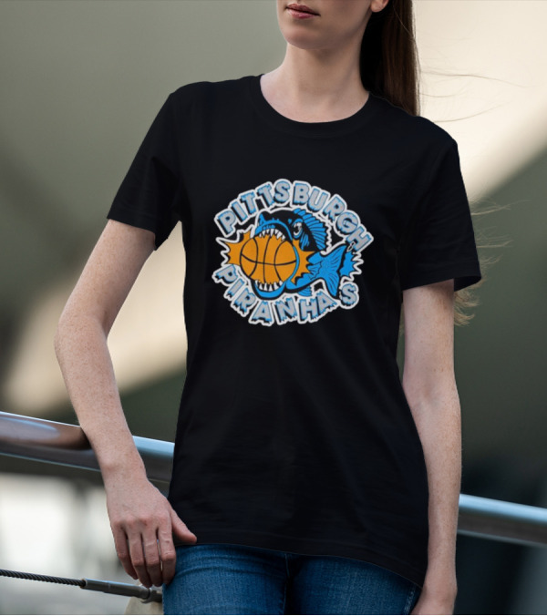 Pittsburgh Piranhas Basketball Team Logo Fish With Ball T-Shirt