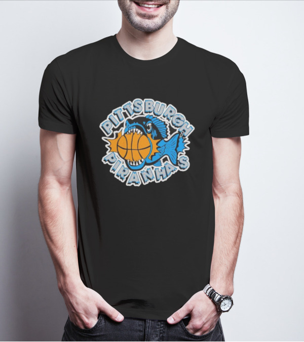 Pittsburgh Piranhas Basketball Team Logo Fish With Ball T-Shirt