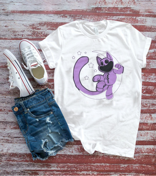 Poppyplaytime Catnap Moon Cute Starry Cartoon T-Shirt