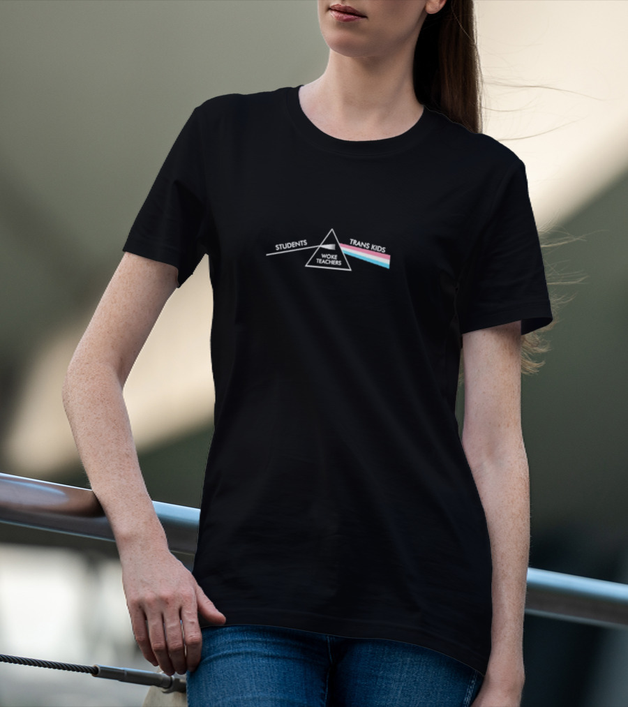 Dark Side Woke Teachers Prism Students Trans Kids Rainbow T-Shirt
