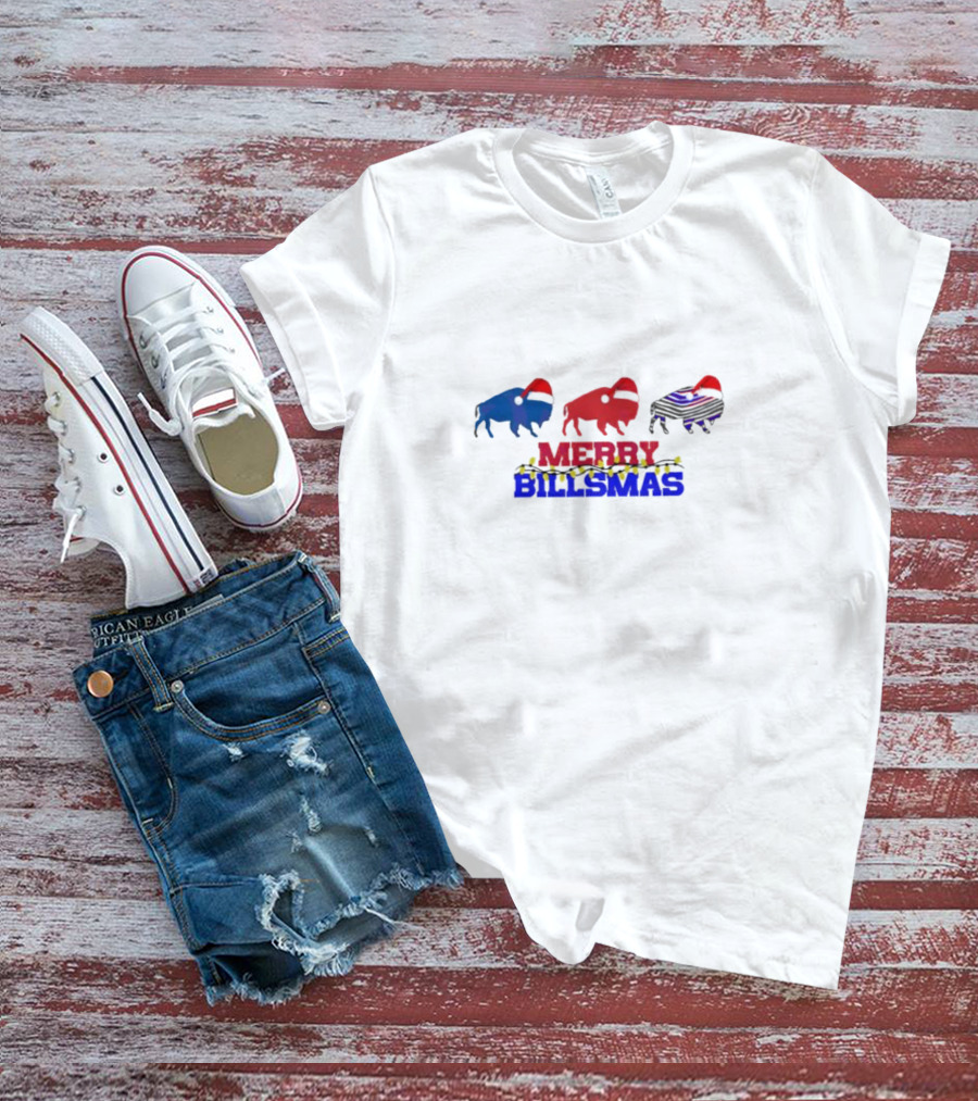 Merry Billmas Buffalo Bills Christmas Lights Buffalo Icons T-Shirt