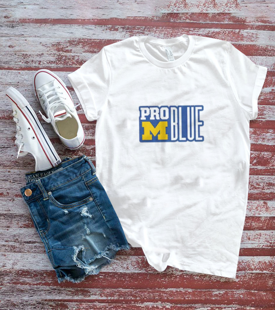 Pro Blue Michigan Wolverines Coach Jim Harbaugh T-Shirt