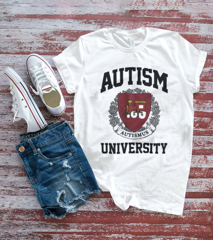 Autism Autismus University Train Emblem T-Shirt