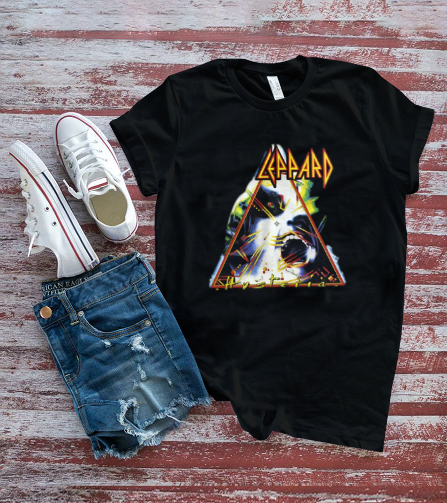 Def Leppard Hysteria Triangle Logo Rock Music Band T-Shirt