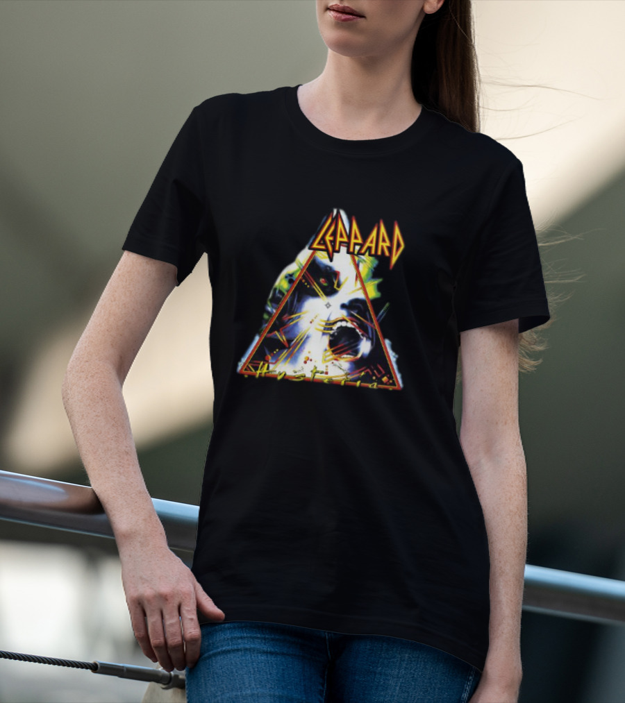 Def Leppard Hysteria Triangle Logo Rock Music Band T-Shirt