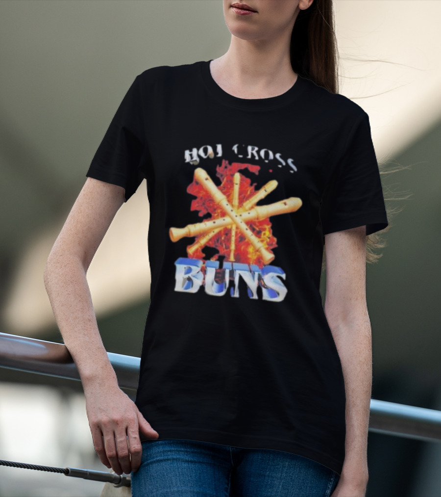 HOT CROSS BUNS Recorders Flame Crossed T-Shirt