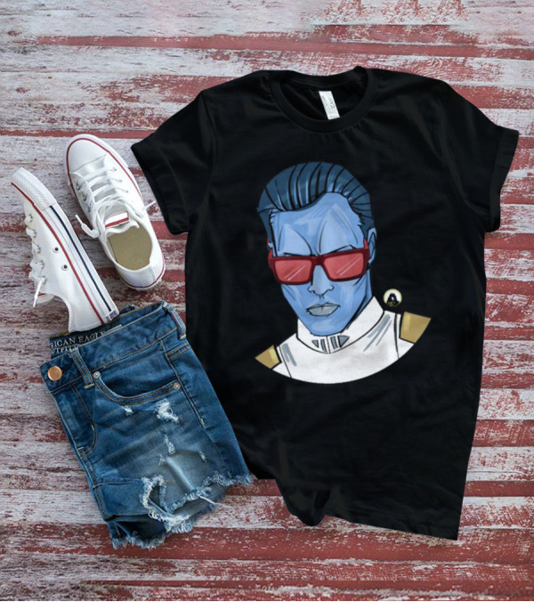 Starwarstheory Admiral Attitude Blue Character With Red Sunglasses T-Shirt