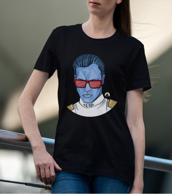 Starwarstheory Admiral Attitude Blue Character With Red Sunglasses T-Shirt