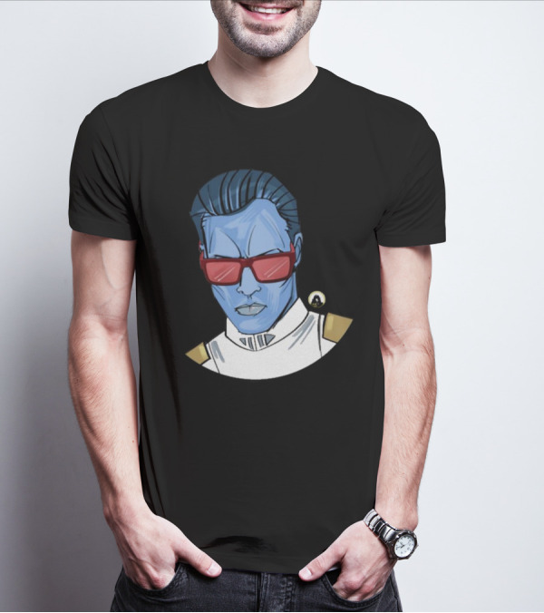 Starwarstheory Admiral Attitude Blue Character With Red Sunglasses T-Shirt