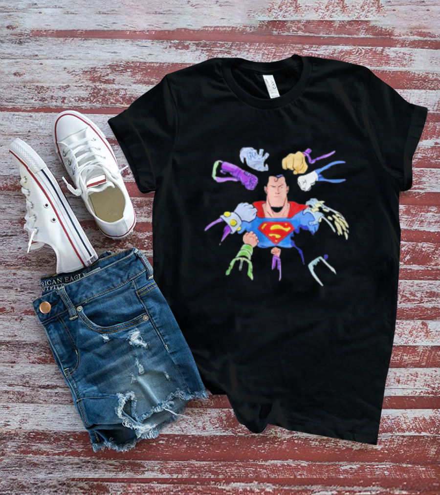 Superman Battling Multiple Foes With Iconic Super Strength T-Shirt