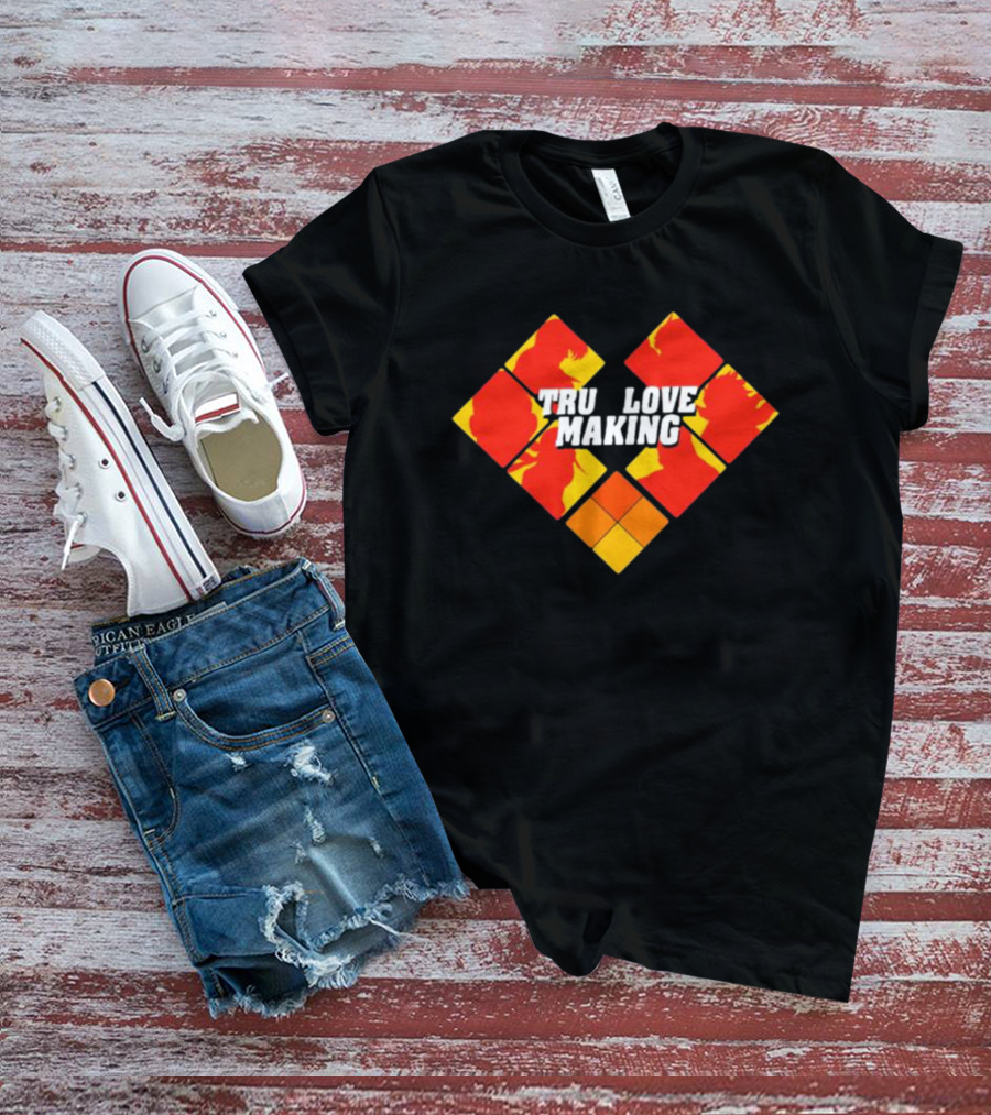 TRU LOVE MAKING Red And Yellow Geometric Heart T-Shirt