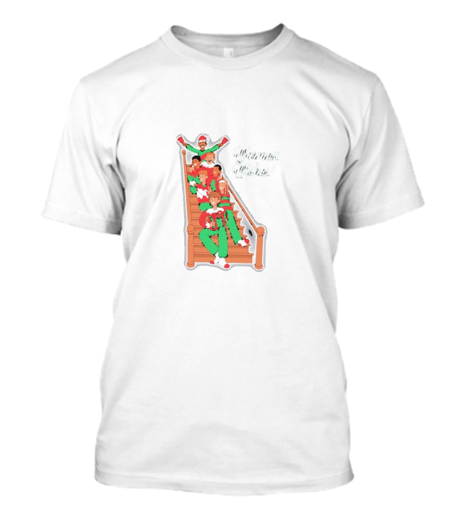 Warmest Wishes Holiday Christmas Family On Stairs T-Shirt