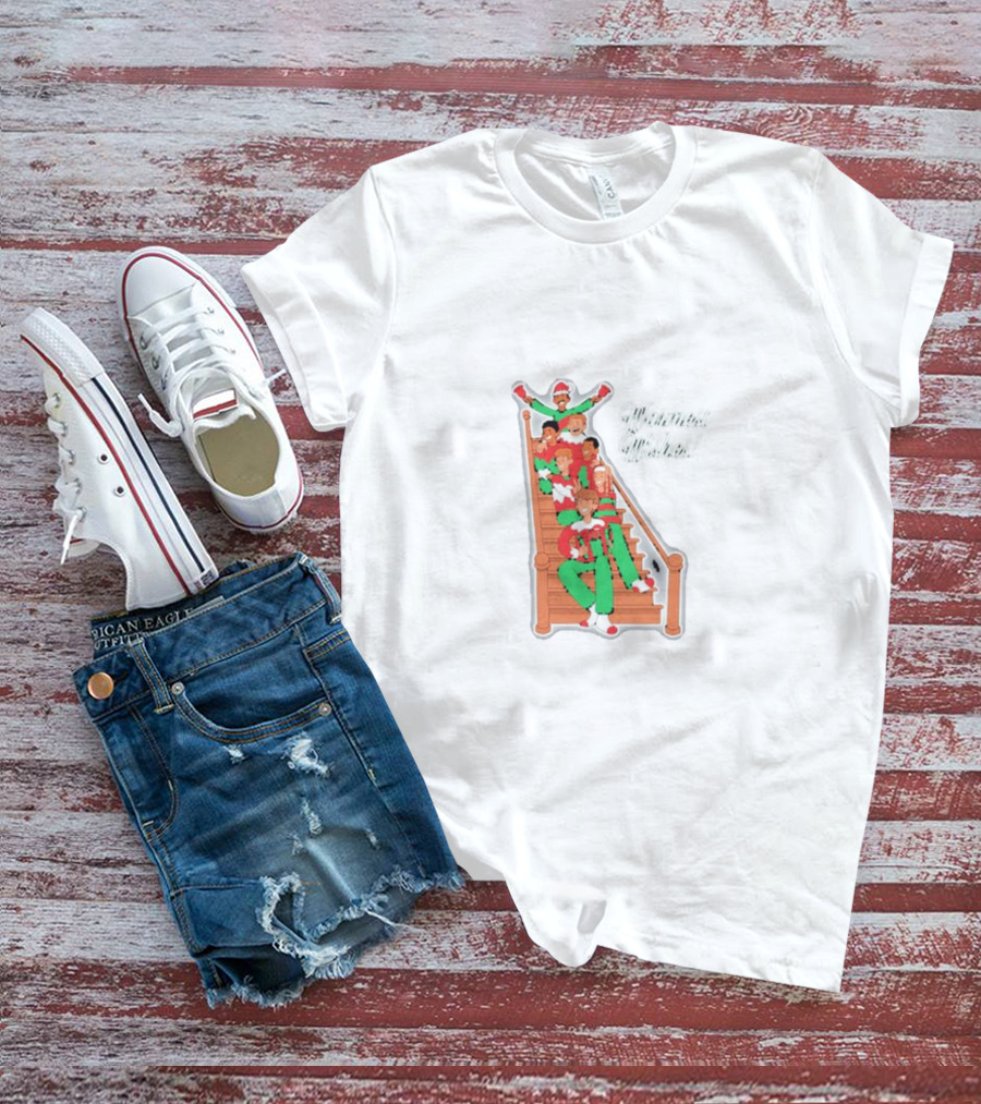 Warmest Wishes Holiday Christmas Family On Stairs T-Shirt