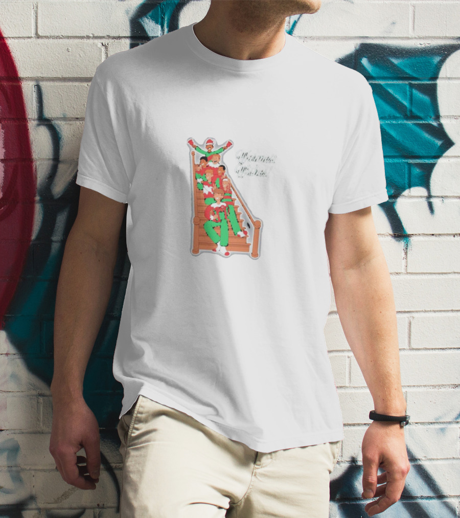 Warmest Wishes Holiday Christmas Family On Stairs T-Shirt