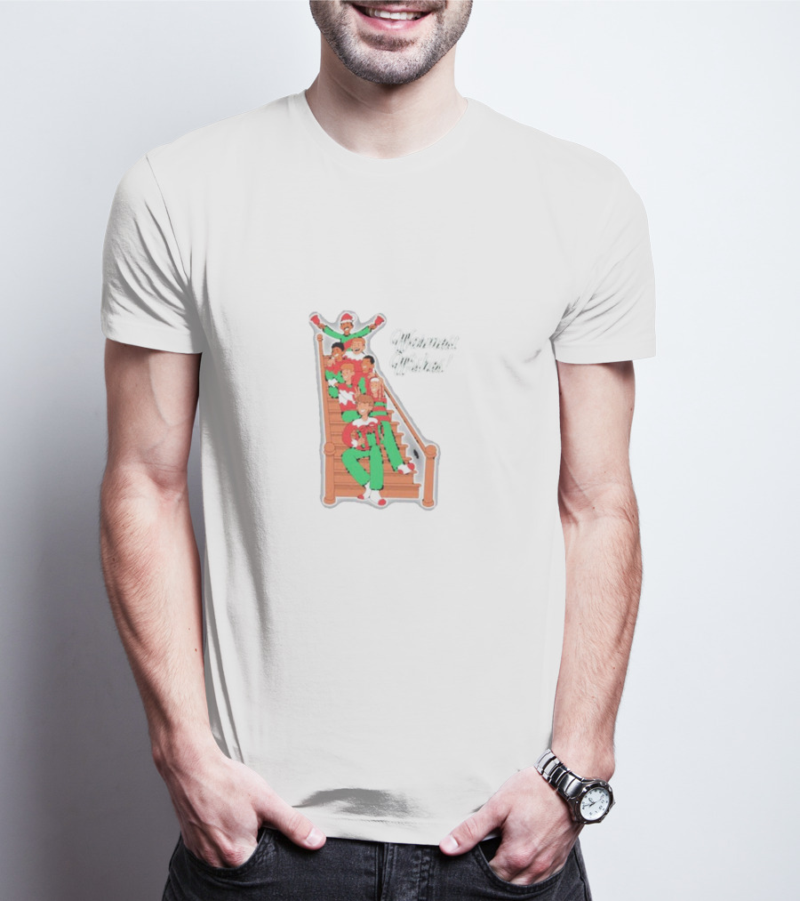 Warmest Wishes Holiday Christmas Family On Stairs T-Shirt