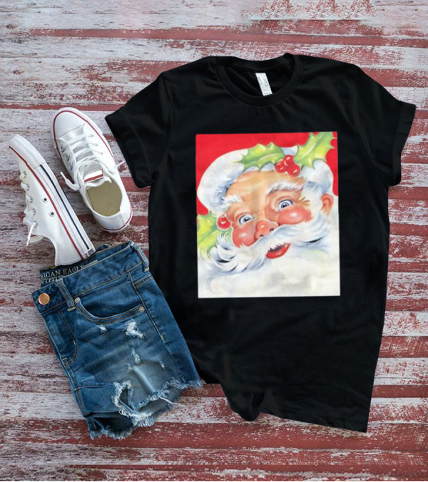 Christmas Jolly Santa Claus Holly Berries Festive Cheer T-Shirt