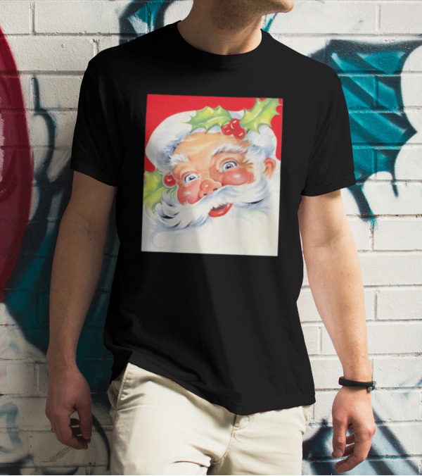 Christmas Jolly Santa Claus Holly Berries Festive Cheer T-Shirt