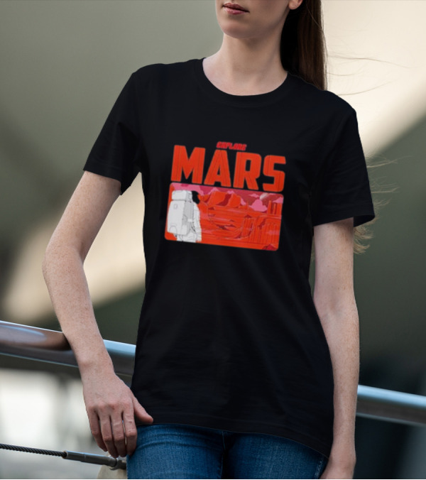 Explore Mars Astronaut Adventure Red Landscape T-Shirt