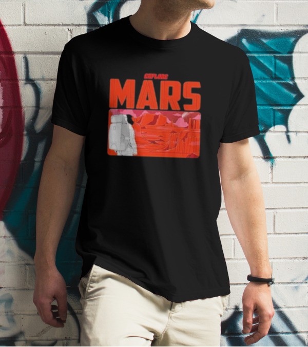 Explore Mars Astronaut Adventure Red Landscape T-Shirt