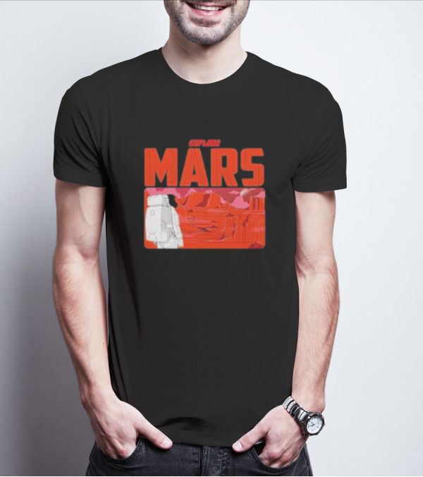 Explore Mars Astronaut Adventure Red Landscape T-Shirt