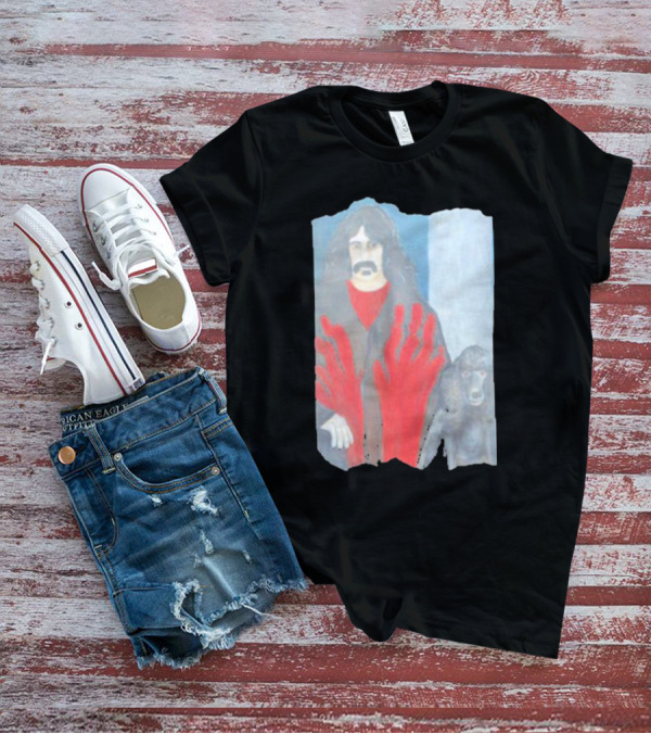 Jackey Neyman Jones Frank Zappa The Master Mashup With Red Hand Prints T-Shirt