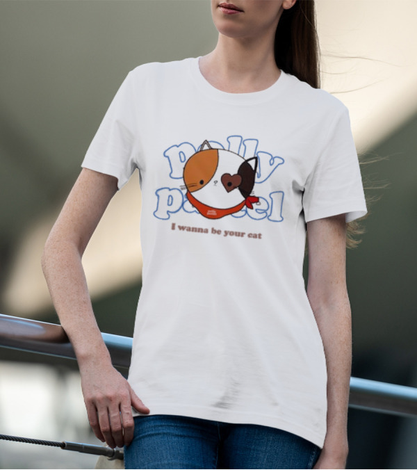 Polly Pastel I Wanna Be Your Cat With Heart-Eyed Kitten Wearing Bandana T-Shirt