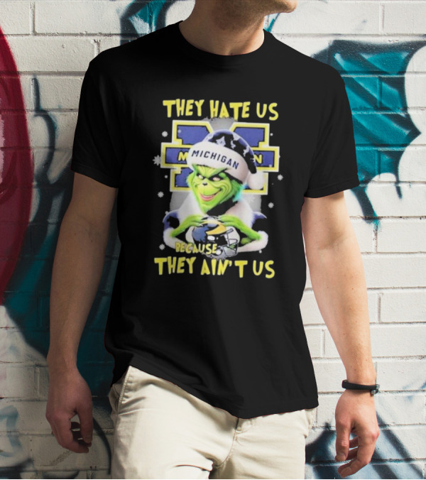 They Hate Us Because They Ain't Us Santa Grinch Michigan Wolverines T-Shirt