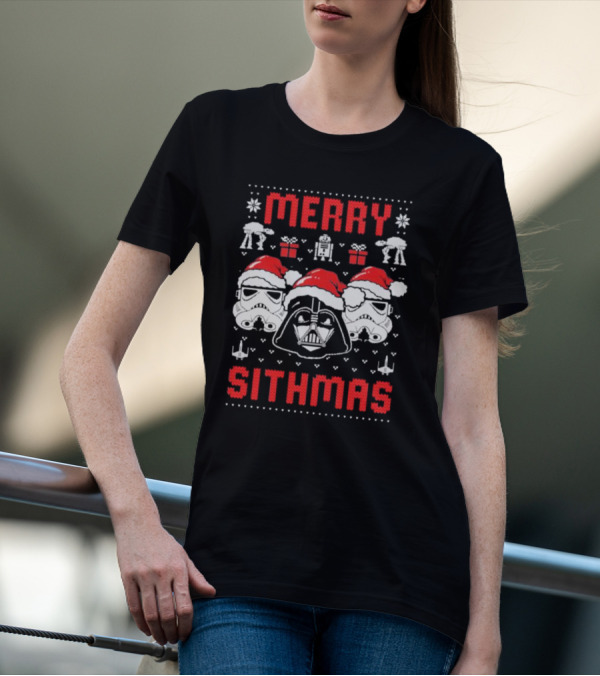 Merry Sithmas Star Wars Darth Vader Stormtrooper Santa Robot Holiday T-Shirt