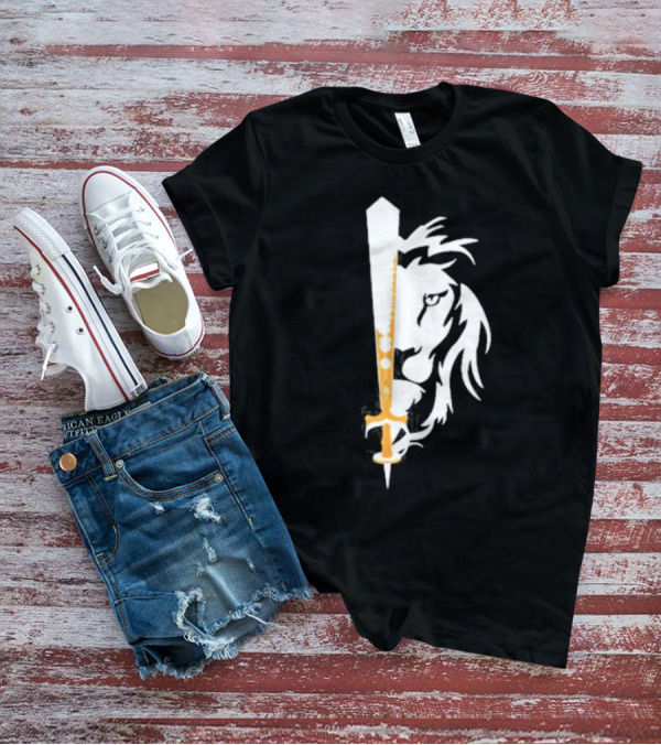 Real Sikh Lion And Sword Blackout Gold T-Shirt