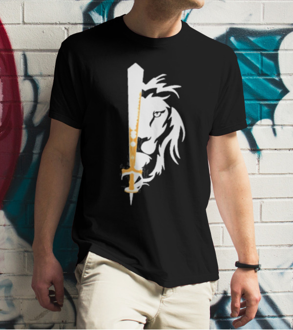 Real Sikh Lion And Sword Blackout Gold T-Shirt