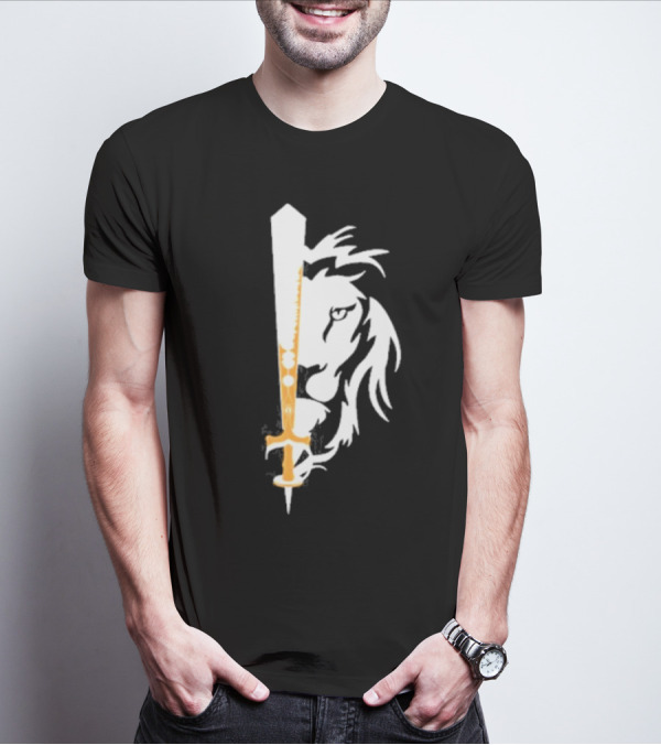 Real Sikh Lion And Sword Blackout Gold T-Shirt