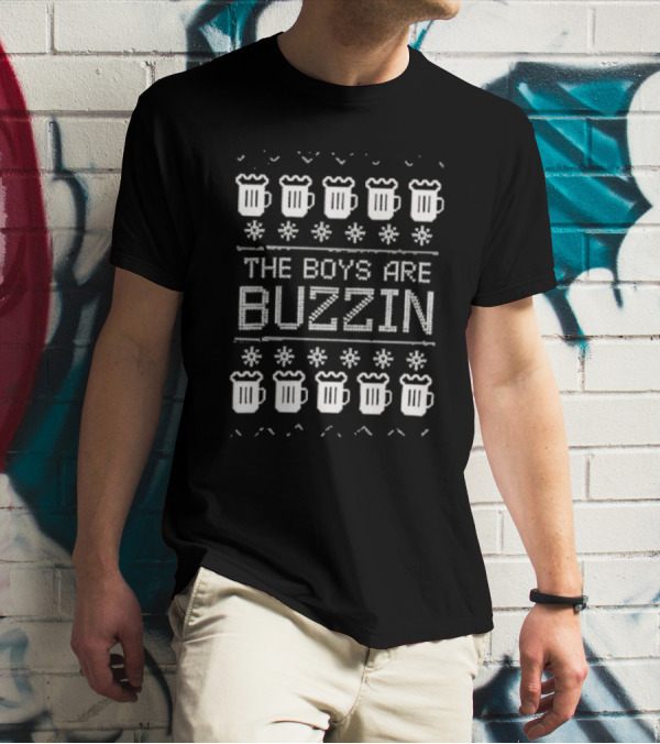 The Boys Are Buzzin Beer Mugs Christmas Snowflakes T-Shirt