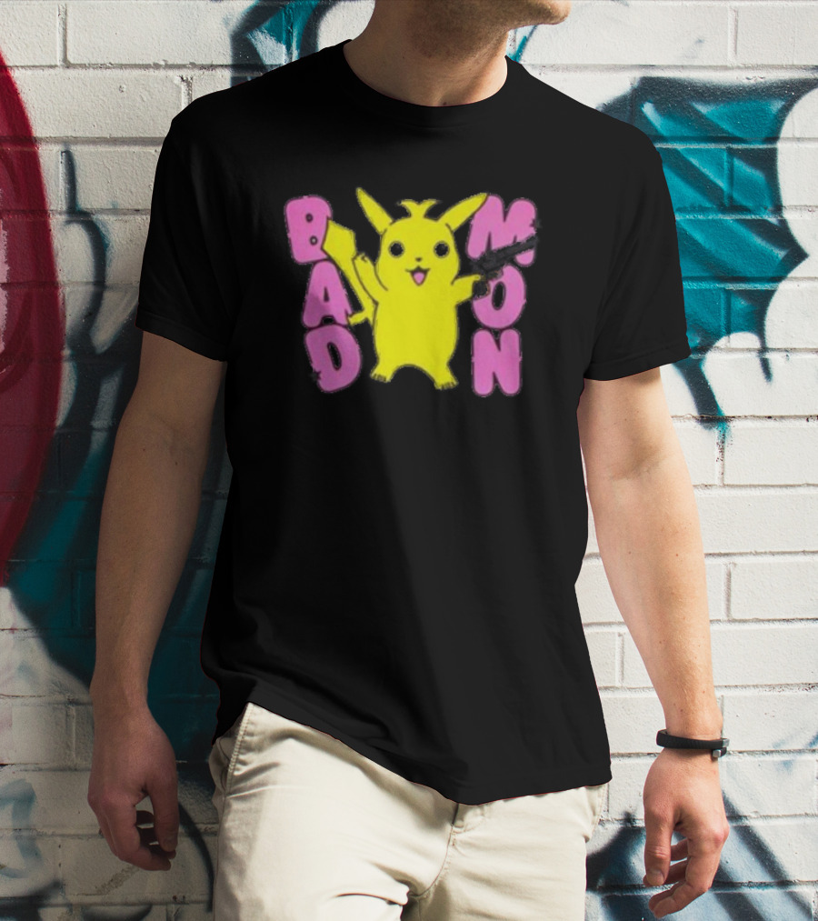 Bad Mon Pikachu With Pink Bold Letters T-Shirt