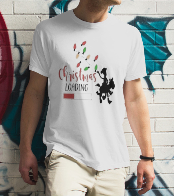 Christmas Loading Cowboy Silhouette With Festive Lights T-Shirt
