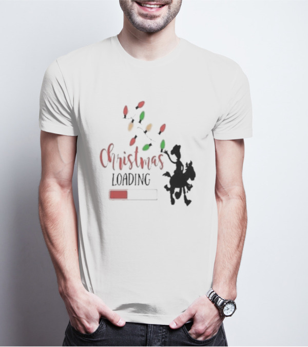 Christmas Loading Cowboy Silhouette With Festive Lights T-Shirt