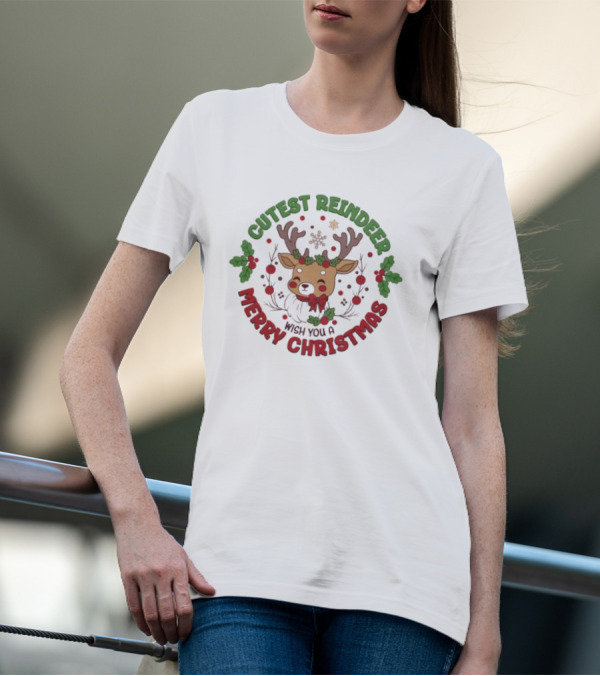 Cutest Reindeer Merry Christmas Wish You A T-Shirt
