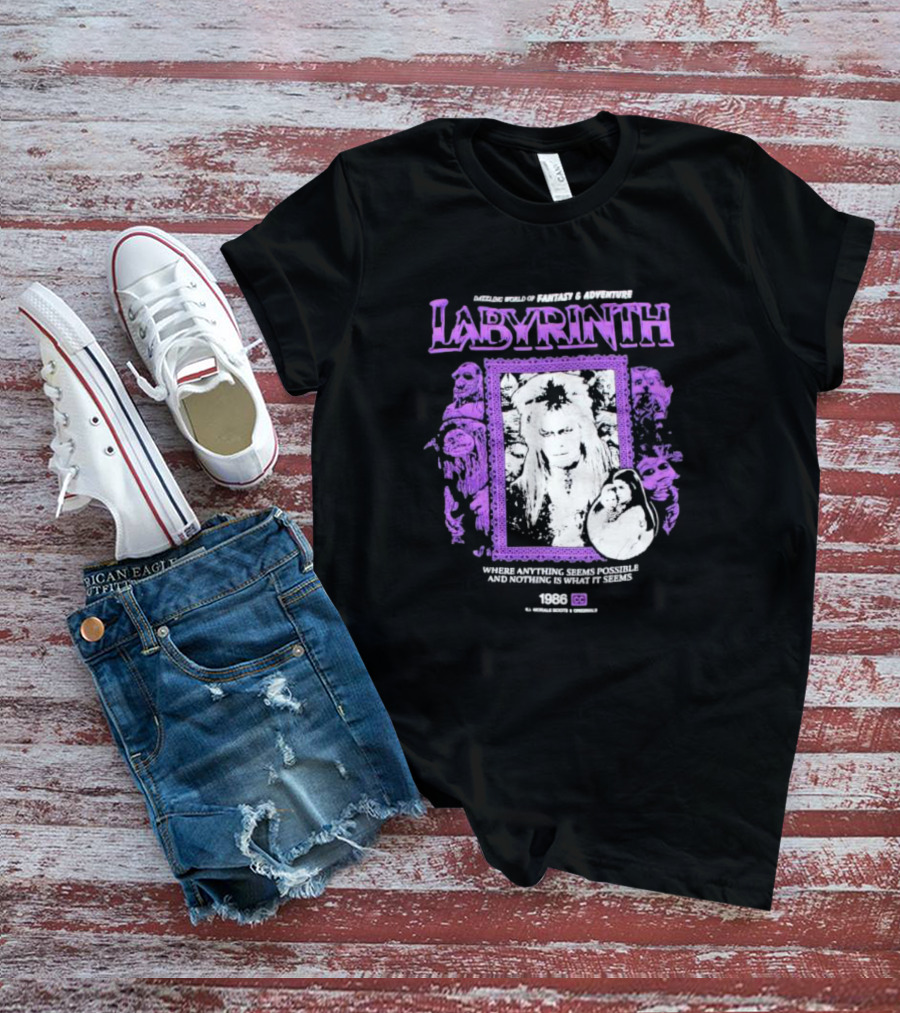 Dazzling World Of Fantasy And Adventure Labyrinth 1986 Where Anything Seems Possible And Nothing Is What It Seems T-Shirt