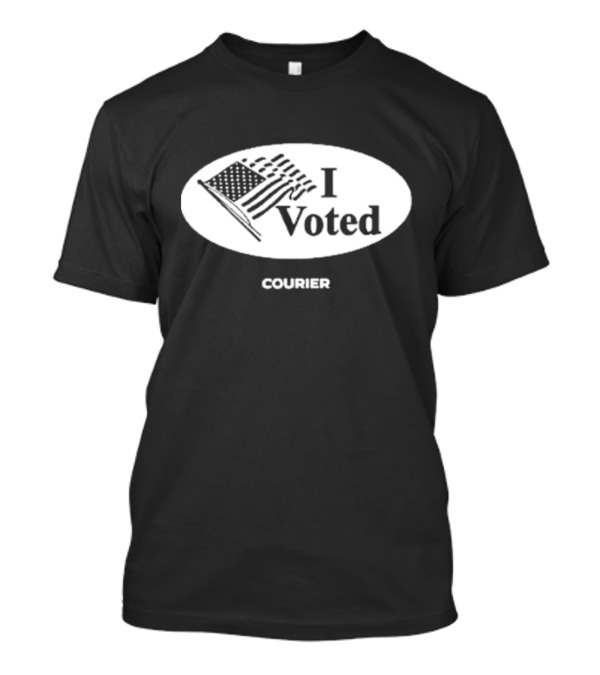 I Voted American Flag Courier Election Sticker T-Shirt