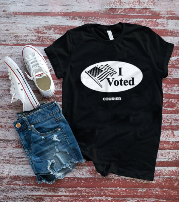 I Voted American Flag Courier Election Sticker T-Shirt