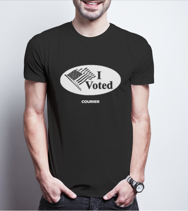 I Voted American Flag Courier Election Sticker T-Shirt