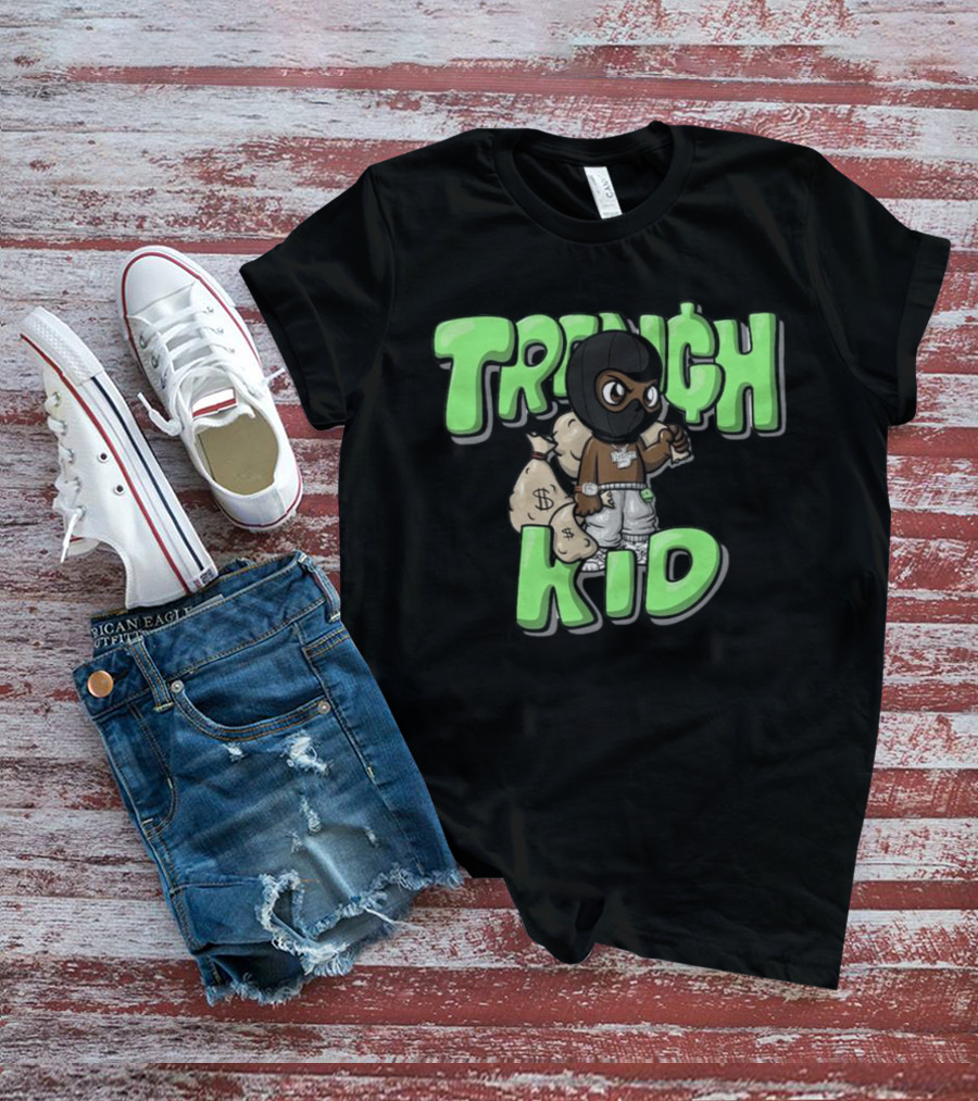 Lil Tjay Trench Kid Black Mask Money Bag T-Shirt