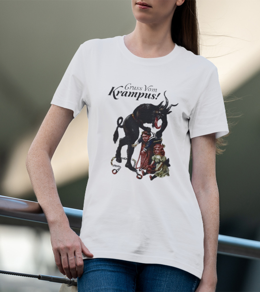 Meowy Krampus Gruss Vom Krampus Christmas Feline Holiday Mischief T-Shirt