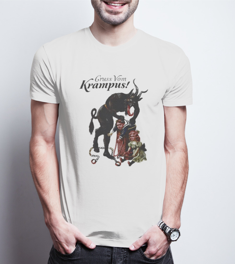 Meowy Krampus Gruss Vom Krampus Christmas Feline Holiday Mischief T-Shirt
