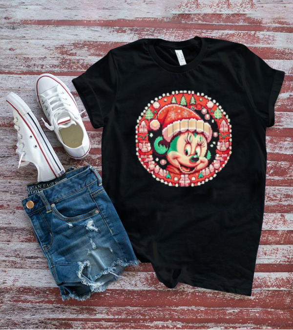 Minnie Mouse Christmas Sparkle Disney Magic Festive Holiday Santa Hat T-Shirt