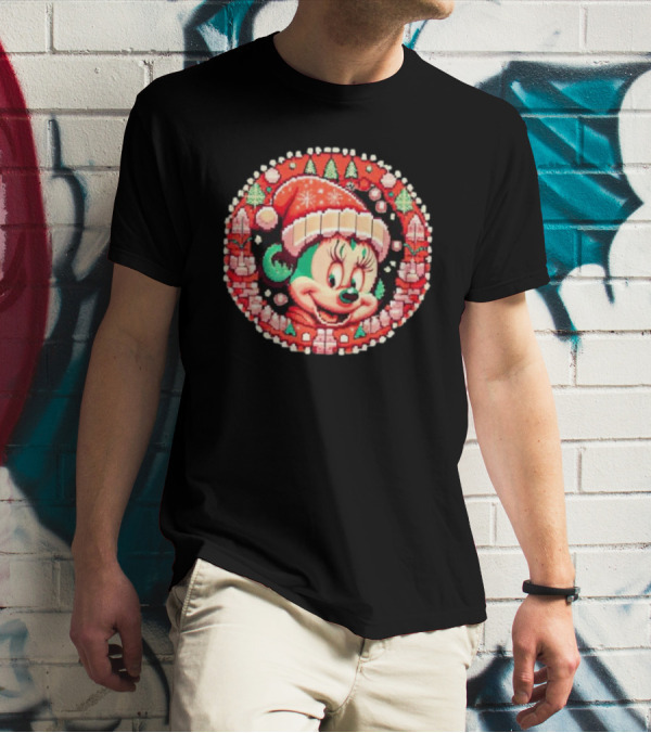 Minnie Mouse Christmas Sparkle Disney Magic Festive Holiday Santa Hat T-Shirt